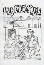 An Inca asks a Spaniard what he eats, he replies 'Gold' (woodcut) | Obraz na stenu