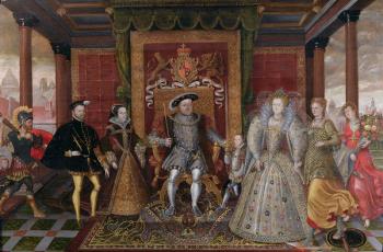 An Allegory of the Tudor Succession: The Family of Henry VIII, c.1589-95 (oil on panel) | Obraz na stenu