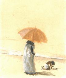 Woman and Child on Beach, 2015 (w/c on paper) | Obraz na stenu