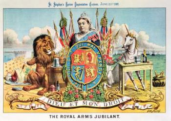 The Royal Arms Jubilant, from 'St. Stephen's Review Presentation Cartoon', 25 June 1887 (colour litho) | Obraz na stenu