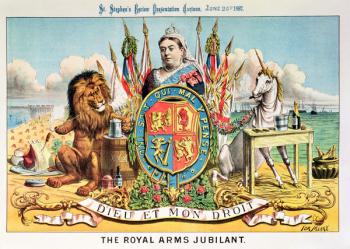 The Royal Arms Jubilant, from 'St. Stephen's Review Presentation Cartoon', 25 June 1887 (colour litho) | Obraz na stenu