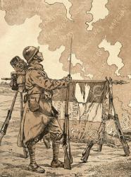 Le Bleuet. Symbol of memory and solidarity in France, for veterans and victims of the first world war. 1st World War French propaganda illustration evoking French victories through the ages. From Agenda Buvard du Bon Marche published 1917. | Obraz na stenu