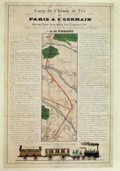 Map of the Paris to St. Germain Railway, by A.M. Perrot, 26th August 1837 (colour litho) | Obraz na stenu