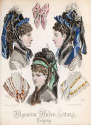 Fashion plate from the 'Allgemeine Moden-Zeitung', Leipzig, 1872 (coloured engraving) | Obraz na stenu