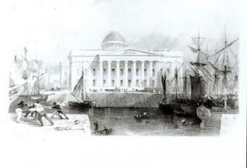 The New Custom House, Liverpool, c.1830 (engraving) (b&w photo) | Obraz na stenu