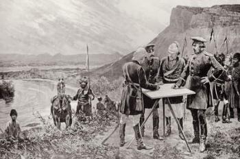 The Afghan Boundary Commission: The Russian and British Commissioners at Zulfikar, Fixing the Site of the First Boundary Post, 12th November, engraved by R. Taylor, from 'The Illustrated London News', 1st September 1886 (engraving) | Obraz na stenu