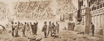 The Monk Almachius attempting to stop the Gladiatorial Combat, illustration from 'The Outline of History' by H.G. Wells, Volume II, published in 1920 (litho) | Obraz na stenu