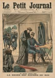At the Belgian headquarters, the Queen stays with the King, front cover illustration from 'Le Petit Journal', supplement illustre, 1st November 1914 (colour litho) | Obraz na stenu