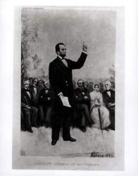 Lincoln's Address at Gettysburg, 1895 (engraving) (b/w photo) | Obraz na stenu