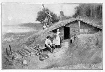 A Pennsylvania Cave-Dwelling, illustration from 'Colonies and Nation' by Woodrow Wilson, pub. in Harper's Magazine, 1901 (litho) | Obraz na stenu
