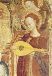 Virgin and Child Enthroned with six angels, detail of an angel musician, 1437-44 (oil on panel) (see 95743) | Obraz na stenu