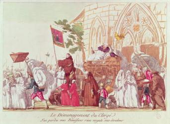 Clergy Leaving the Church after the Sale of Church Property (coloured engraving) | Obraz na stenu