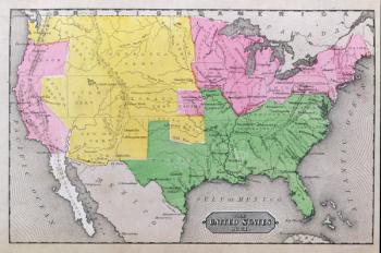 Map of the United States in 1861, from 'Our Whole Country: The Past and Present of the United States, Historical and Descriptive', by John Warner Barber and Henry Hare, 1861 (engraving) | Obraz na stenu