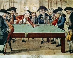 Billiards, 18th century etching by R.Sayer | Obraz na stenu