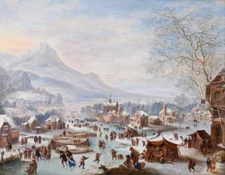Winter Scene with Skaters (oil on copper) | Obraz na stenu