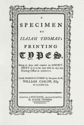 A specimen of Isaiah Thomas's printing types, 1785 | Obraz na stenu