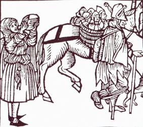 A Beggar Family (woodcut) (b/w photo) | Obraz na stenu