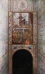 Fresco on the entrance to The Catacomb of Callixtus aka the Cemetery of Callixtus, Appian Way, Rome, Italy. | Obraz na stenu