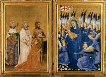 Richard II Presented to the Virgin and Child by his Patron Saint John the Baptist and Saints Edward and Edmund, c.1395-99 (egg tempera on oak) | Obraz na stenu