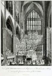 View of the Orchestra and Performers in Westminster Abbey, during the Commemoration of Handel, published by Charles Burney, 1785 (engraving) (b/w photo) | Obraz na stenu