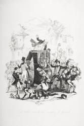 Mr. Weller attacks the executive of Ipswich, illustration from `The Pickwick Papers' by Charles Dickens (1812-70) published 1837 (litho) | Obraz na stenu