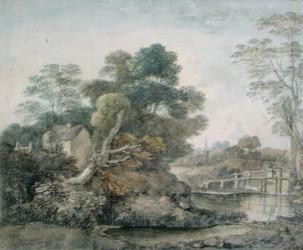 Landscape with Cottage and Stream (w/c) | Obraz na stenu