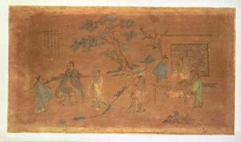Scene from the life of Confucius (c.551-479 BC) and his disciples, Qing Dynasty (1644-1912) (ink, w/c & sepia wash on paper) | Obraz na stenu