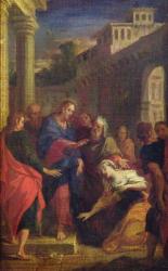 Jesus Healing the Bleeding Woman (oil on canvas) | Obraz na stenu