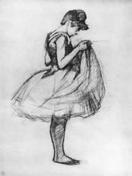 Dancer adjusting her costume and hitching up her skirt, 1889 (charcoal on paper) | Obraz na stenu