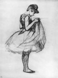 Dancer adjusting her costume and hitching up her skirt, 1889 (charcoal on paper) | Obraz na stenu