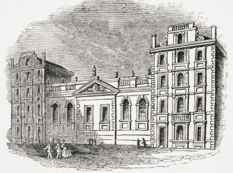Old St. Paul's School, London, before the Great Fire, from 'Old England's Worthies' by Lord Brougham and others, published London, c.1880s (litho) | Obraz na stenu