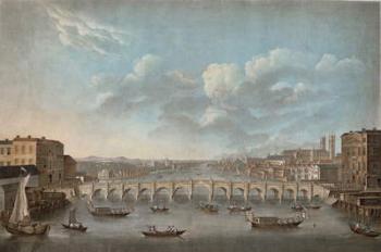 'Vue du Pont de Westminster', looking westward, from an original Picture in the Cabinet of Monsr T.M. Drouhin, 1799 (colour litho) | Obraz na stenu