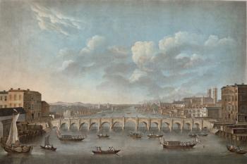 'Vue du Pont de Westminster', looking westward, from an original Picture in the Cabinet of Monsr T.M. Drouhin, 1799 (colour litho) | Obraz na stenu