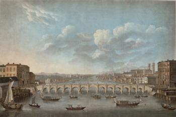 'Vue du Pont de Westminster', looking westward, from an original Picture in the Cabinet of Monsr T.M. Drouhin, 1799 (colour litho) | Obraz na stenu