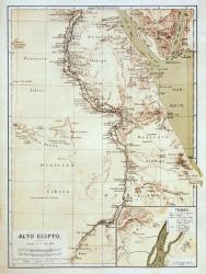 Map of Upper Egypt in the late 19th century. From El Mundo Ilustrado, published Barcelona, 1880. | Obraz na stenu