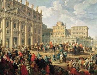 Charles de Bourbon visiting Pope Benedict XIV at St Peter's, Rome, 1745 (oil on canvas) | Obraz na stenu