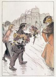 Florists walking around the outer Boulevards (pencil and crayon on paper) | Obraz na stenu