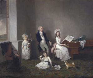 John Richard Comyns of Hylands Essex, with his daughters, 1775 (oil on canvas) | Obraz na stenu