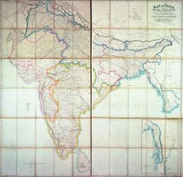 Map of India, 1857 (colour lithograph) | Obraz na stenu