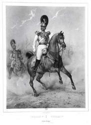 Portrait of Nicholas I Pavlovich (1796-1855) on horseback with his Army (engraving) (b/w photo) | Obraz na stenu