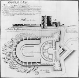 Project of a Fort on the Ile Cigogne, Archipel des Glenan, 1745 (pencil & w/c on paper) | Obraz na stenu