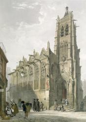 Exterior of the Church of St. Severin, Paris (colour litho) | Obraz na stenu