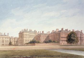 The Treasury and houses in Downing Street from St. James's Park (w/c on paper) | Obraz na stenu