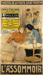 Poster advertising 'L'Assommoir' by M.M.W. Busnach and O. Gastineau at the Porte Saint-Martin Theatre, 1900 (coloured engraving) | Obraz na stenu