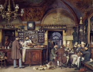 The Greek Cafe in Rome, 1856 (w/c on paper) | Obraz na stenu
