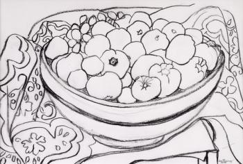 Quince in a Large Bowl,2000,graphite | Obraz na stenu