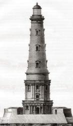 The 17th century Cordouan lighthouse, near the mouth of the Gironde estuary in France, seen here after its extension in the 18th century, from Les Merveilles de la Science, published c.1870 (engraving) | Obraz na stenu