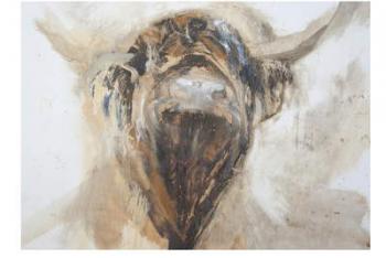 La Vache,Cow, 2015,(oil and mixed media on gesso on paper) | Obraz na stenu