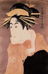 Matsumoto Yonesaburo in the role of the courtesan Kewaizaka No Shosho (Shinobu) in the play 'Katakiuchi Noriai Banashi', c.1794-95 (woodblock print) (see also 236909) | Obraz na stenu