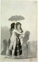 Couple with a Parasol (w/c on paper) | Obraz na stenu